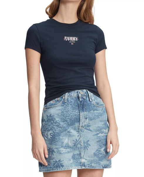 Women's Slim-Fit Essential Logo Graphic T-Shirt - Dark Night Navy - 5