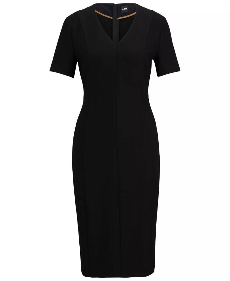 Women's Slim-Fit Full Rear Zip Dress Black - 1