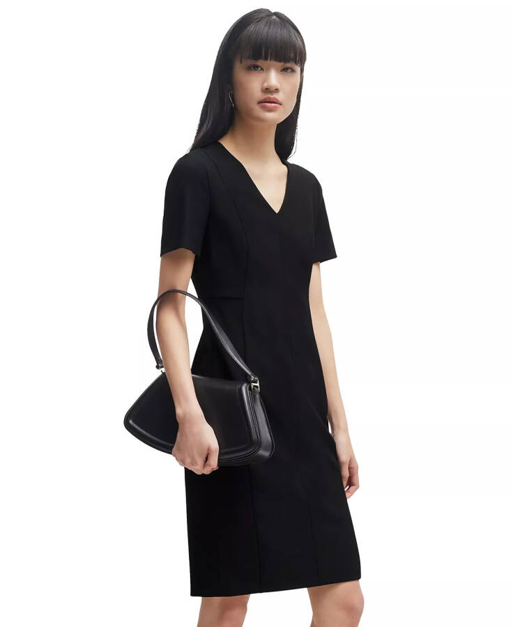 Women's Slim-Fit Full Rear Zip Dress Black - 2