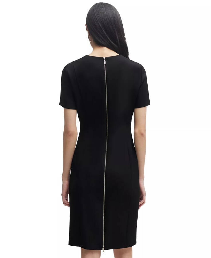 Women's Slim-Fit Full Rear Zip Dress Black - 4