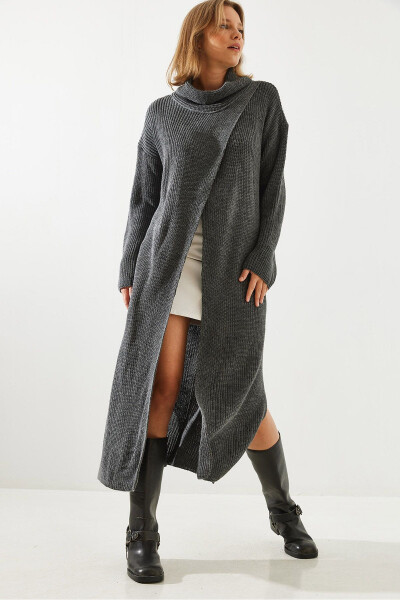 Women's Slit Slouchy Long Poncho Dress 60651007 - 2