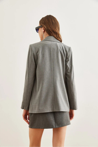 Women's Smoke Single Button Pocket Cover Premium Blazer Jacket CKT-19000395 - 8