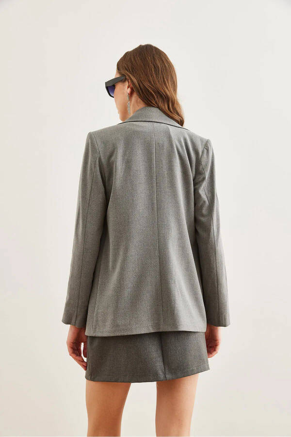 Women's Smoke Single Button Pocket Cover Premium Blazer Jacket CKT-19000395 - 8