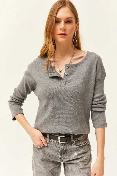 Women's Smoked Button Thistle Loose Cardigan KZK-19000721 - 1