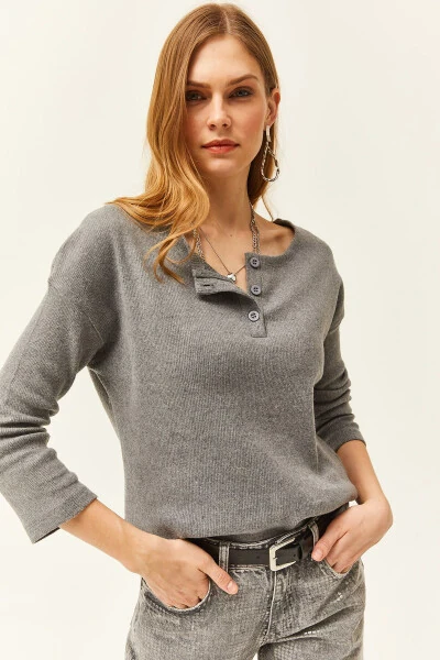 Women's Smoked Button Thistle Loose Cardigan KZK-19000721 - 4