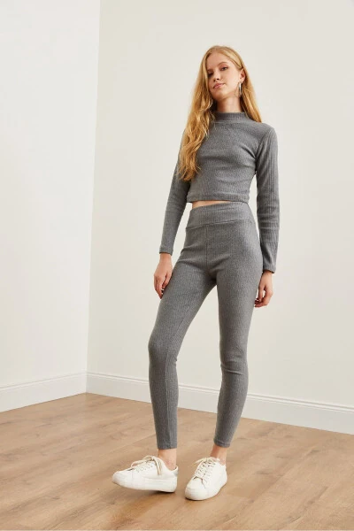 Women's Smoked Cord Thistle Knitwear Set TKM-19000304 - 5