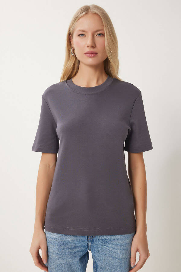 Women's Smoked Cotton Basic Knitted T-Shirt AG00001 - 4