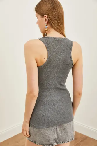 Women's Smoked Long Ribbed Tank Top ATL-00000003-Smoked - 5
