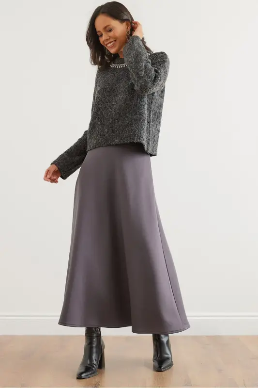 Women's Smoked Maxi Flare Puff Scuba Skirt ETK-19000296-F - 1