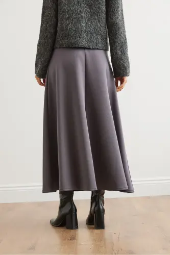 Women's Smoked Maxi Flare Puff Scuba Skirt ETK-19000296-F - 7