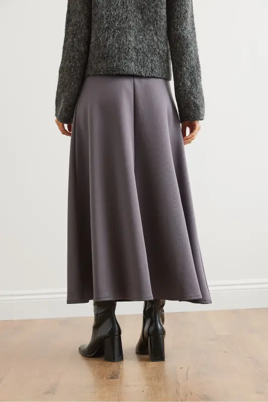 Women's Smoked Maxi Flare Puff Scuba Skirt ETK-19000296-F - 7