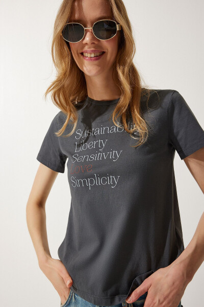 Women's Smoked Print 100% Cotton Knitted T-Shirt WO00036 - 3