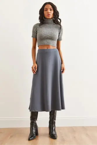 Women's Smoked Soft Touch Modal Effect Bell Skirt E - OLALOOK (1)