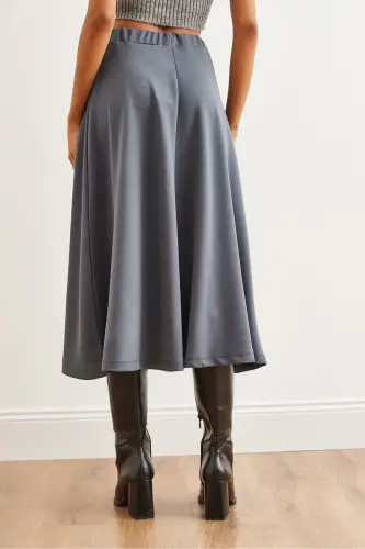 Women's Smoked Soft Touch Modal Effect Bell Skirt E - 6
