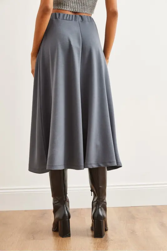 Women's Smoked Soft Touch Modal Effect Bell Skirt E - 6