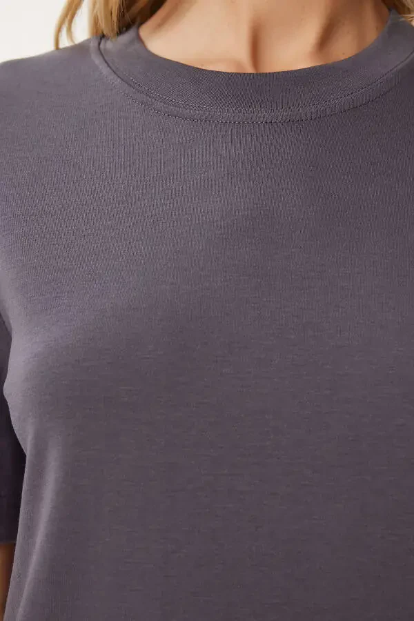 Women's Smoked White 2 Pack Cotton Basic Knitted T-Shirt AG00002 - 4