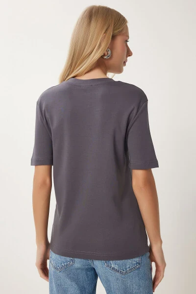 Women's Smoked White 2 Pack Cotton Basic Knitted T-Shirt AG00002 - 5