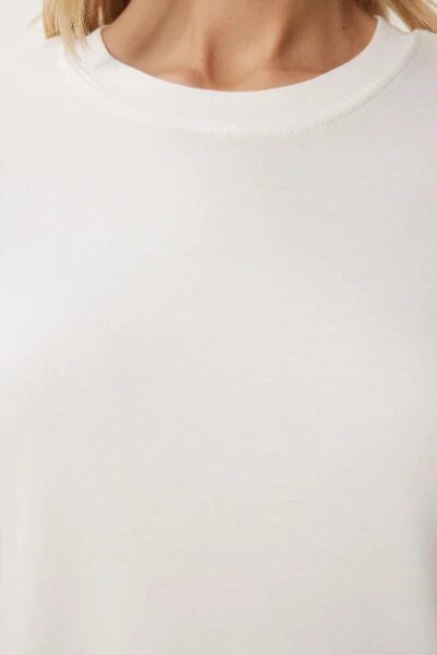 Women's Smoked White 2 Pack Cotton Basic Knitted T-Shirt AG00002 - 8