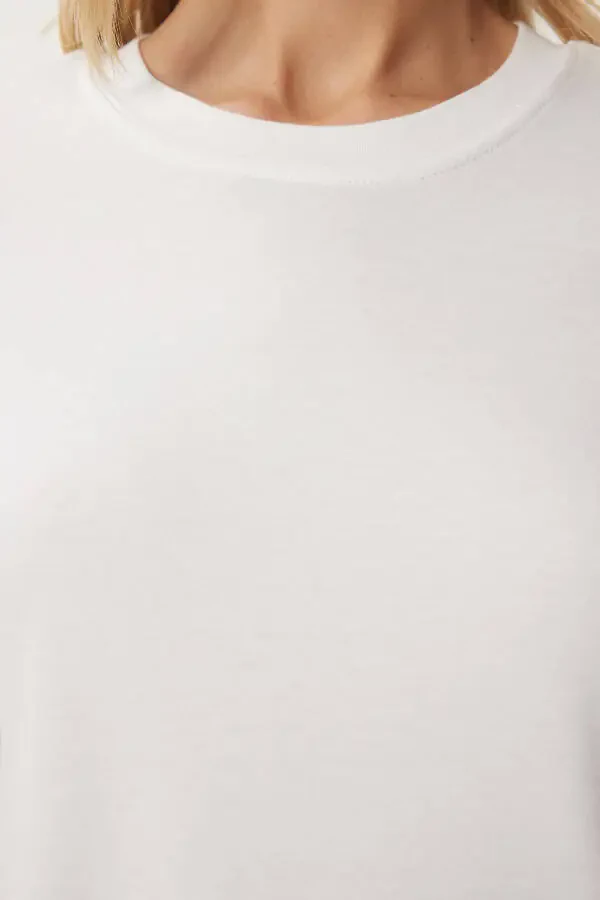 Women's Smoked White 2 Pack Cotton Basic Knitted T-Shirt AG00002 - 8