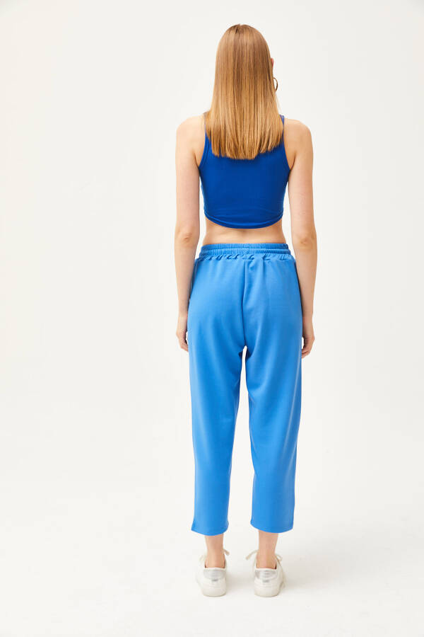 Women's Soft Modal Sweatpants with Blue Pocket and Stitching Details ESH-00000069 - 6