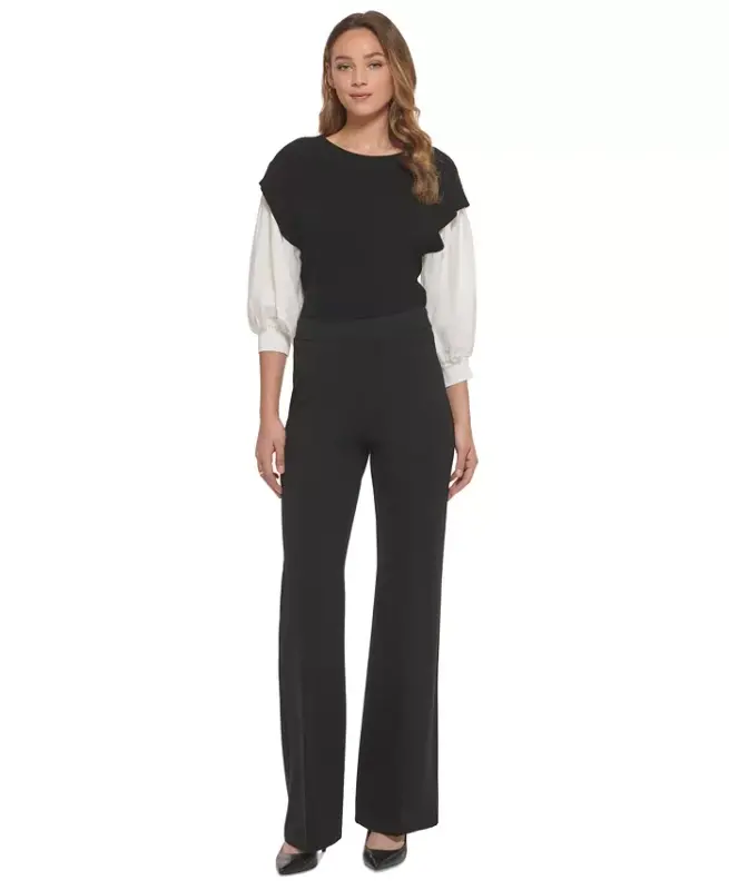 Women's Soft Ponte Knit High Rise Pull-On Pants - 4