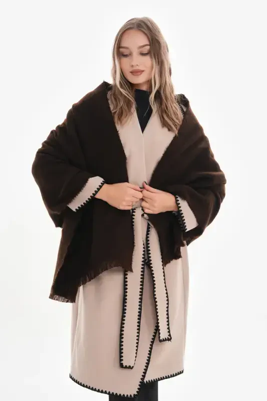 Women's Soft Texture Plain Scarf-Brown - 5