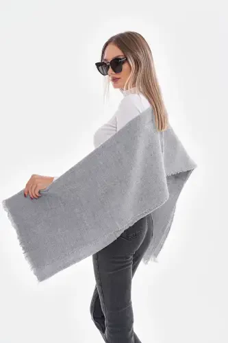 Women's Soft Textured Gray Plain Scarf-Gray - RITAGARCIA (1)