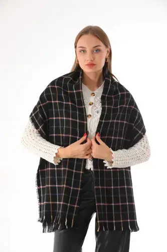 Women's Soft Touch Black-stone Plaid Scarf-Black - RITAGARCIA (1)