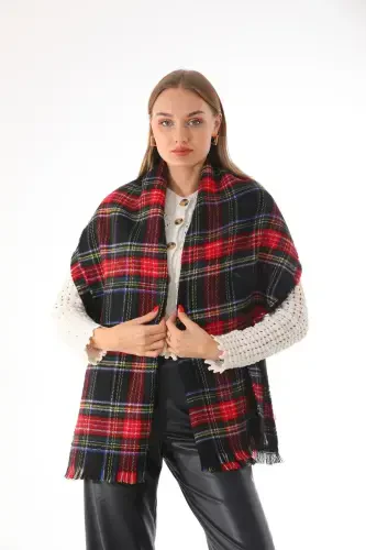 Women's Soft Touch Green Plaid Scarf-Green - RITAGARCIA (1)