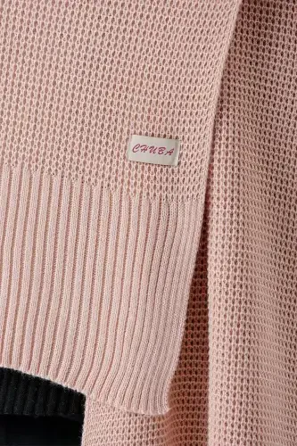 Women's Soft Touch Knit Detailed Scarf Powder 24W1321-Powder - 4