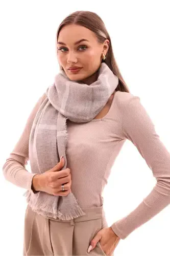 Women's Soft Touch Plaid Scarf-Beige - 4