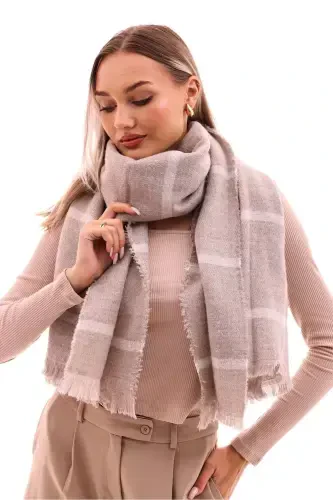 Women's Soft Touch Plaid Scarf-Beige - 7