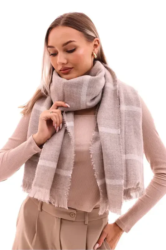 Women's Soft Touch Plaid Scarf-Beige - 7