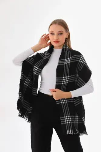 Women's Soft Touch Plaid Scarf - Black - 2