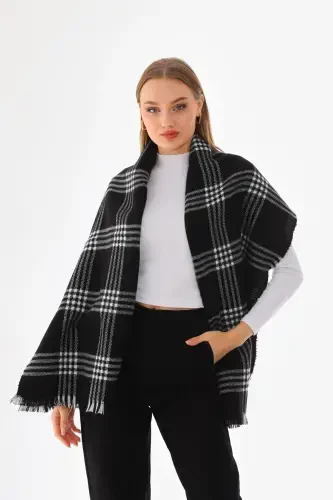 Women's Soft Touch Plaid Scarf - Black - 3