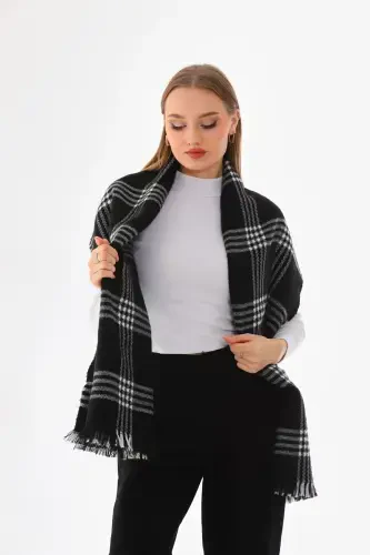 Women's Soft Touch Plaid Scarf - Black - 4