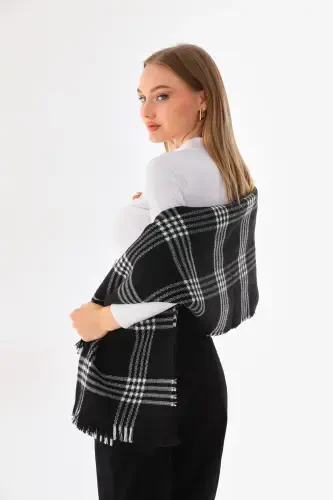 Women's Soft Touch Plaid Scarf - Black - 6