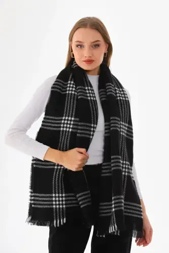 Women's Soft Touch Plaid Scarf - Black - 7