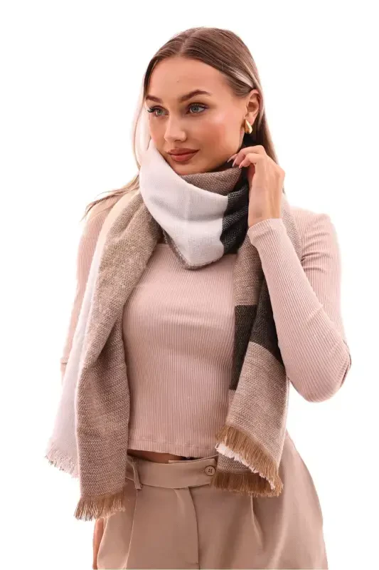 Women's Soft Touch Plaid Scarf-Coffee - 3