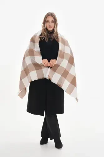 Women's Soft Touch Plaid Scarf-Ecru - 5