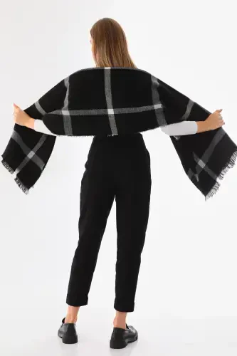 Women's Soft Touch Plaid Scarf Unisex-Black - 6