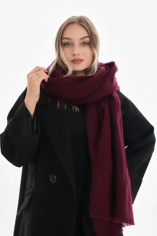 Women's Soft Touch Plain Scarf-Burgundy - 1
