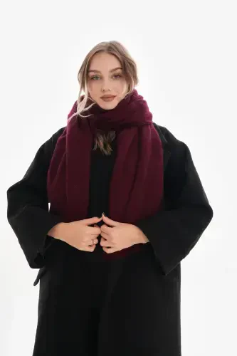 Women's Soft Touch Plain Scarf-Burgundy - 4