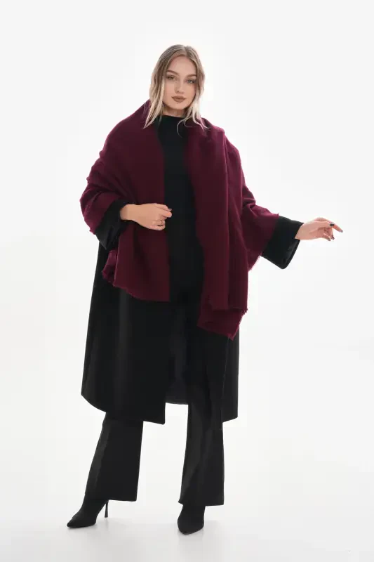 Women's Soft Touch Plain Scarf-Burgundy - 6