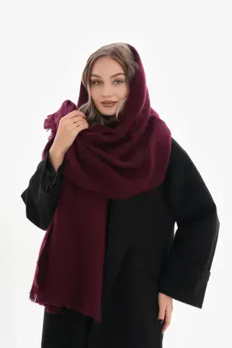 Women's Soft Touch Plain Scarf-Burgundy - 7