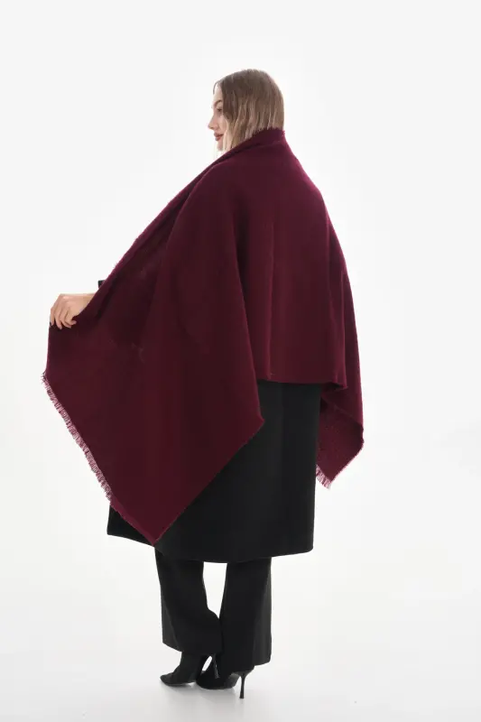 Women's Soft Touch Plain Scarf-Burgundy - 4