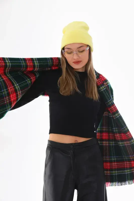 Women's Soft Touch Scottish Green Plaid Scarf-Scottish Green - 2