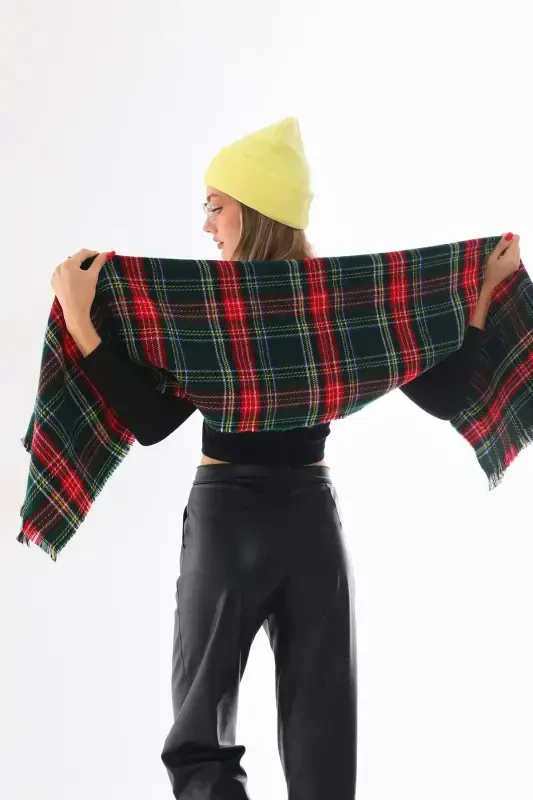 Women's Soft Touch Scottish Green Plaid Scarf-Scottish Green - 3