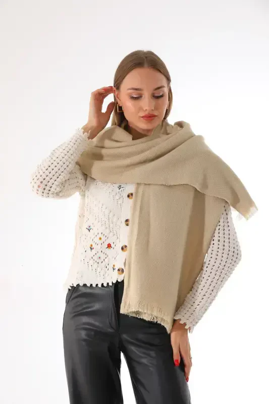 Women's Soft Touch Stone Plain Scarf-Stone - RITAGARCIA