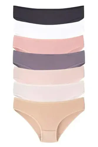 Women's Solid Color Panties 7-Pack Cotton Lycra Stretch and Soft Fabric - 1